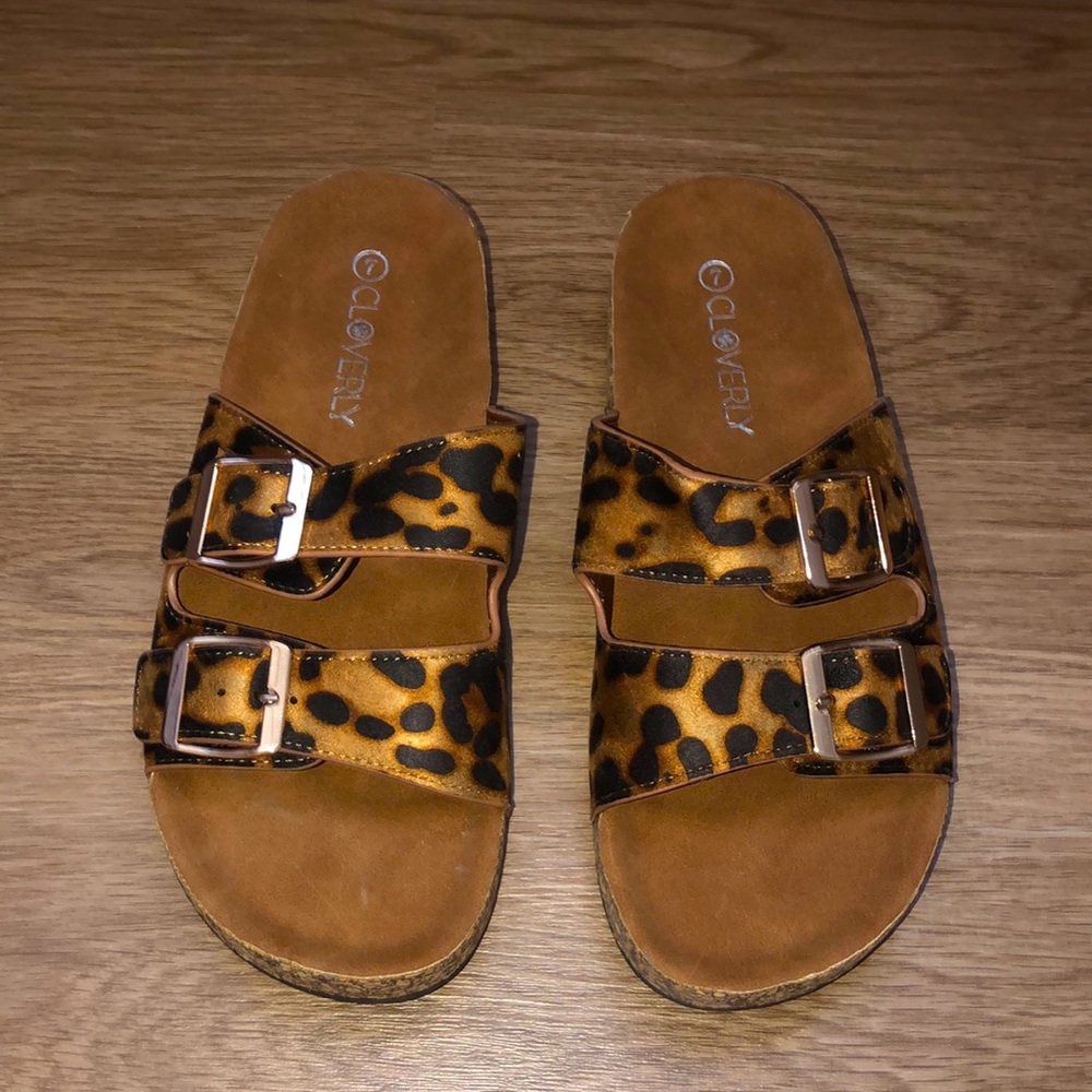 Leopard print sandals size 7